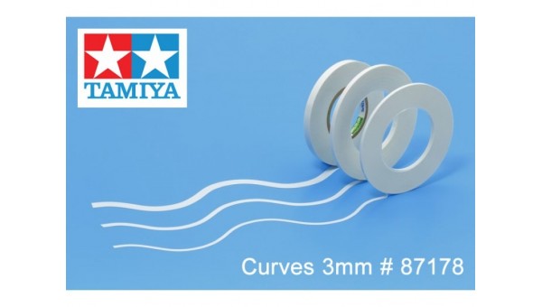 TA87178 - Cinta adhesiva de enmascarar para curvas 3mm de Tamiya