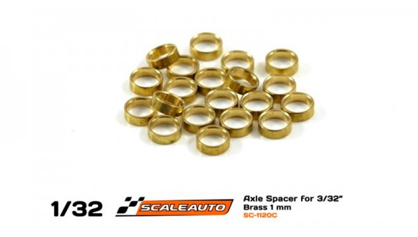 SC-1120C - Separadores 1mm para Eje 2.38m en Bronce Scaleauto