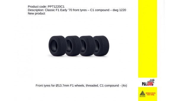 PO-PPT1220C1 - Neumático C1 Delanteros F1 Años 70. DWG 1220 Policar