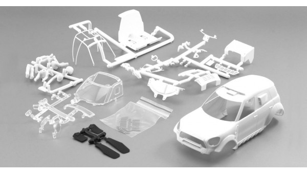 Scaleauto - SC-3615 - Carrocería Mini ALL4 Raid en kit blanca