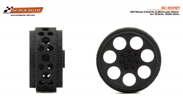SC-4049Z1 - Llanta Plástico 3DP 16.2x8mm. Monza-2 para Eje 2,38mm de Scaleauto