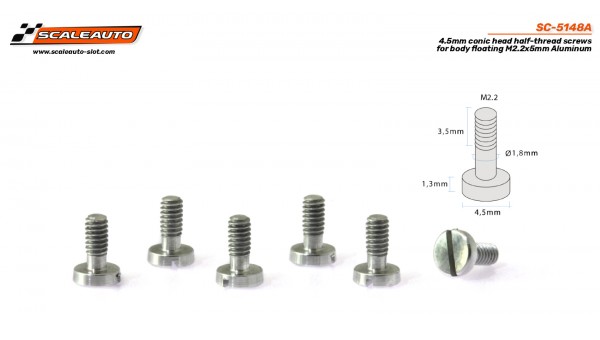 SC-5148A - Tornillería Cónica ø4,5mm M2.2x5mm de Scaleauto