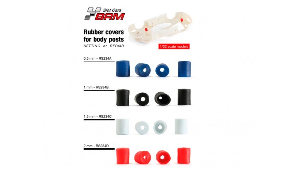 Goma para Vástagos de 4mm Carrocería H1,5mm - Blanco de RevoSlot - RS-RS234C