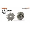 Piñón 15d. Acero para eje 2mm. ø8,0m x 2.5mm