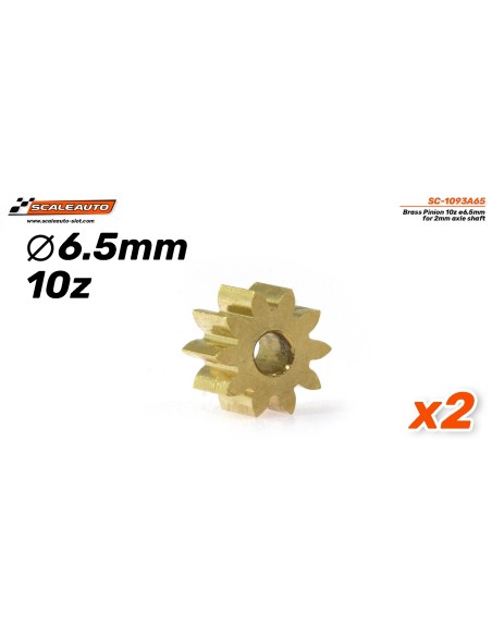 SC-1093A65  Piñón 10d. Laton ø6,5mm para eje de 2mm. equivalente SI-PS10