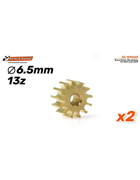 Piñón 13d. Laton ø6,5mm para eje de 2mm.