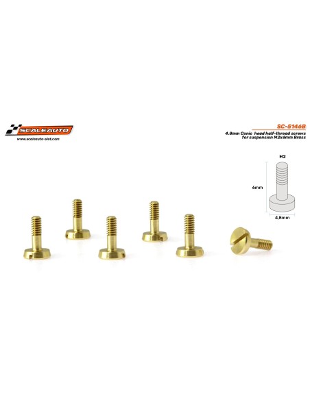 Tornillería Especial Suspensión de Cabeza Cónica 4,8mm M2x6mm en Latón.