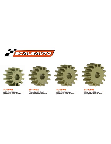 Piñón 14d. Ergal 7,0mm para eje de 2mm