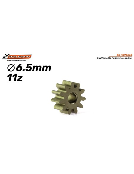 Piñón 11d. Ergal . ø6,5mm para eje de 2mm
