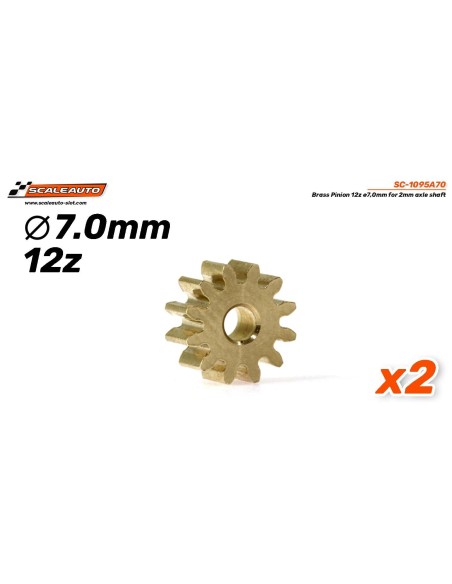 Piñón 12d. Laton ø7,00mm para eje de 2mm