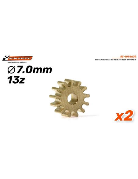 Piñón 13d. Laton ø7,0mm para eje de 2mm.