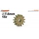 Piñón 13d. Ergal ø7,5mm para eje de 2mm