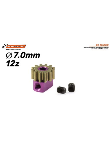 Piñón Extraíble 12d. M50 ø7,0mm en Ergal para eje