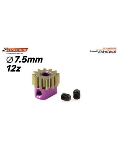 Piñón extraíble 12d M50 7.5mm ergal eje 2mm tornilo