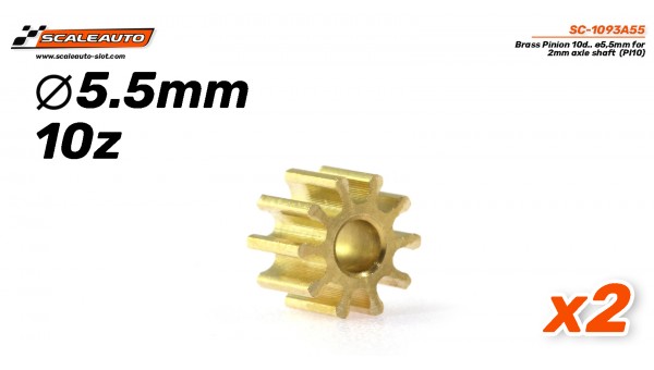 Piñón 10d. Laton ø5,5mm para eje de 2mm.