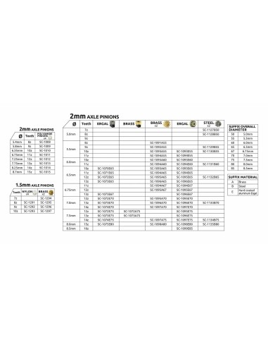 Piñón 11d. Ergal . ø6,0mm para eje de 2mm