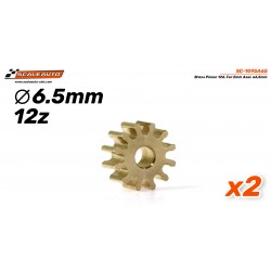 Piñón 12d. Laton ø6,5mm para eje de 2mm