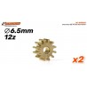 Piñón 12d. Laton ø6,5mm para eje de 2mm