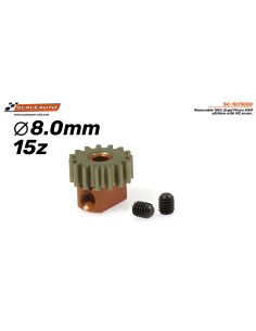 Piñón Extraíble 15d. M50 ø8,0mm en Ergal para eje 2mm con Fijación mediante tornillo M2mm.