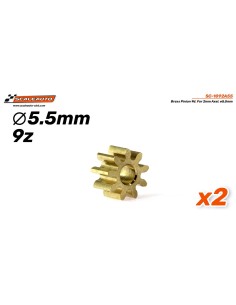 Piñón 9d. laton ø5,5mm para eje 2mm.