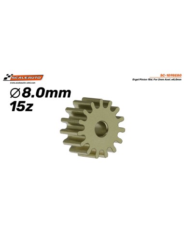 Piñón 15d Ergal 8.0mm para eje 2mm
