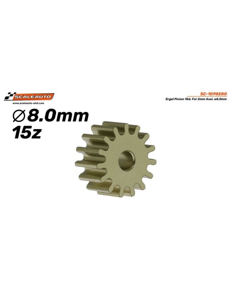 Piñón 15d Ergal 8.0mm para eje 2mm
