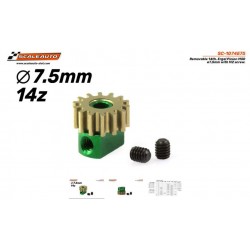 Piñón Extraíble 14d. M50 ø7,5mm en Ergal para eje 2mm con Fijación mediante tornillo M2.5mm