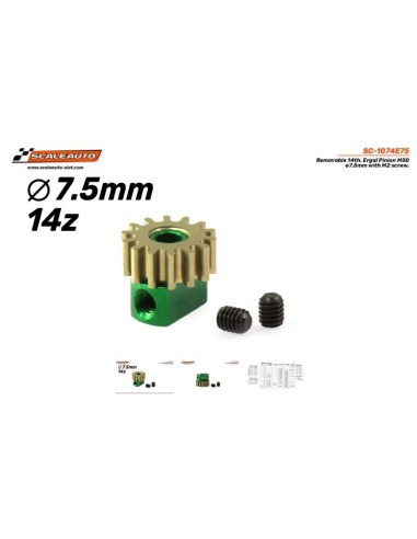 Piñón Extraíble 14d. M50 ø7,0mm en Ergal para eje