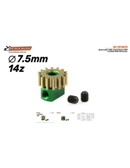 Piñón Extraíble 14d. M50 ø7,0mm en Ergal para eje