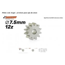 Piñón 12d. Ergal . ø6,75mm para eje de 2mm