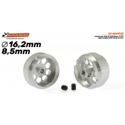Llanta Aluminio 16.2x8.5mm. Lightweight para Eje 2,38mm con Tornillo M2.5 Peso 1,10 gr.