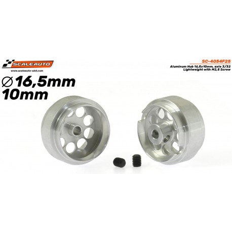 Llanta Aluminio 16.2x8.5mm. Lightweight para Eje 2,38mm con Tornillo M2.5 Peso 1,10 gr.