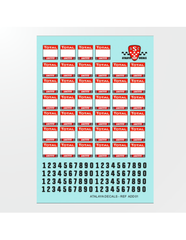 Calcas Total Blanco con Números 1:32 | Atalaya Decals ADD01